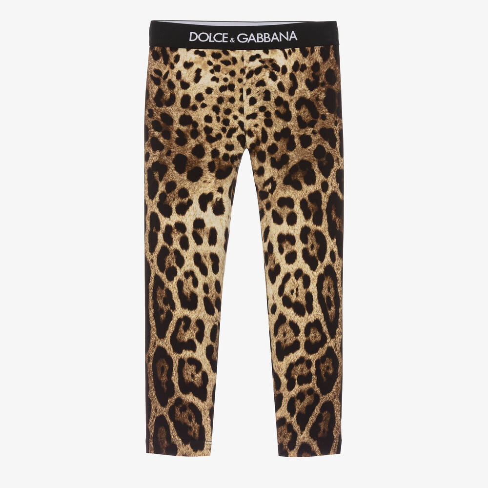 Dolce & Gabbana - Girls Brown Leopard Print Leggings | Childrensalon