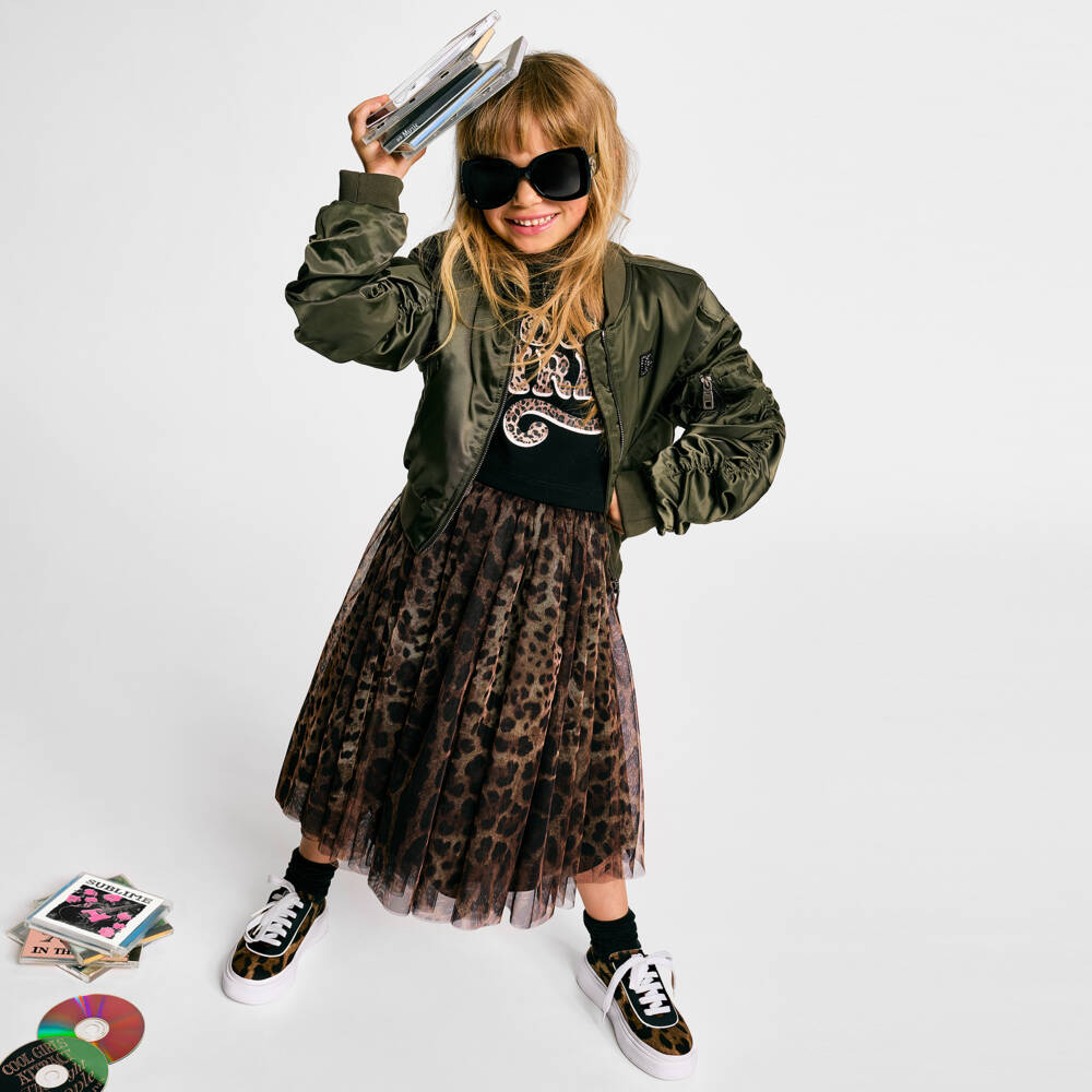 Dolce & Gabbana-Girls Brown Leopard Print Tulle Skirt | Childrensalon Outlet