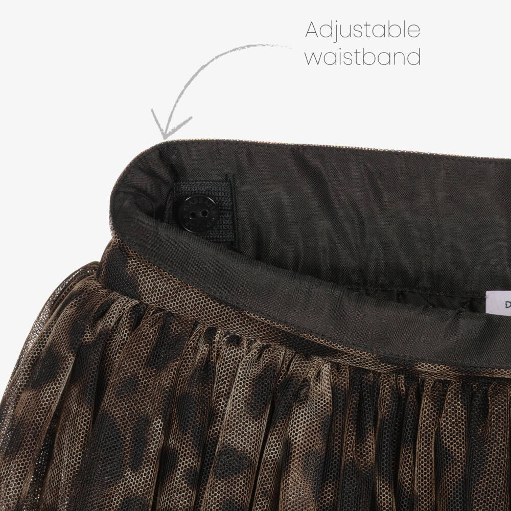 Dolce & Gabbana-Girls Brown Leopard Print Tulle Skirt | Childrensalon Outlet