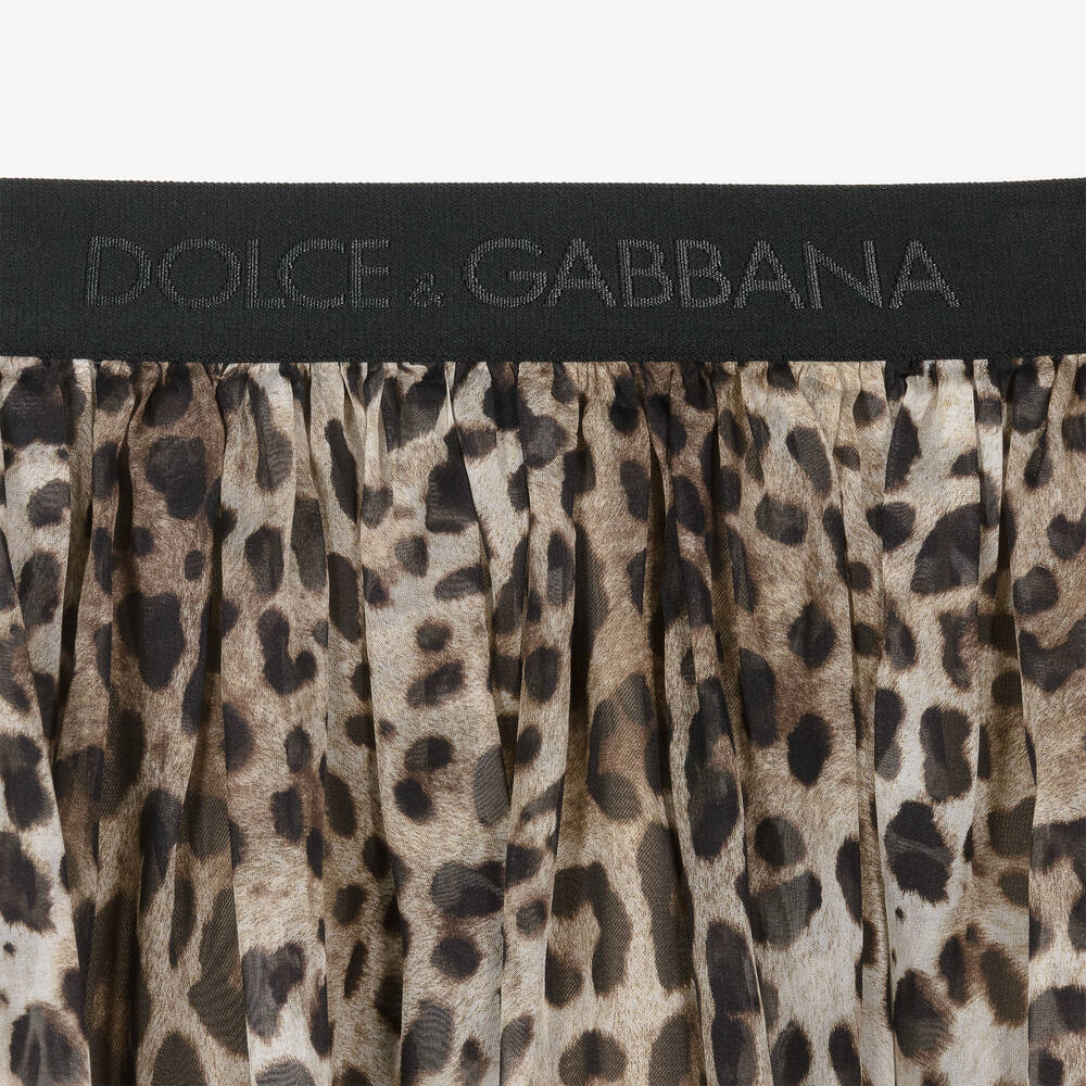 Dolce & Gabbana-تنورة حرير لون بني وأسود | Childrensalon Outlet