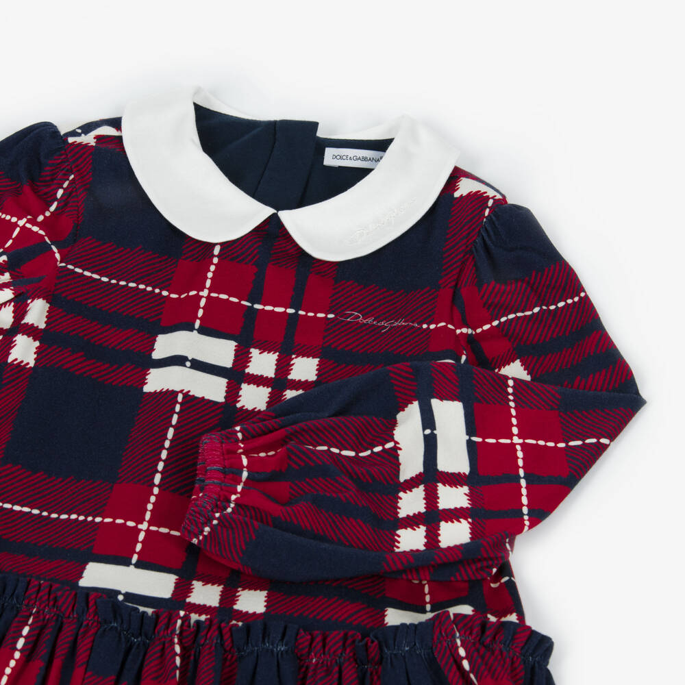 Dolce & Gabbana-Girls Check Dress with Peter Pan Collar | Childrensalon Outlet