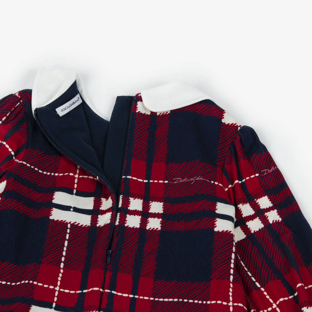 Dolce & Gabbana-Girls Check Dress with Peter Pan Collar | Childrensalon Outlet