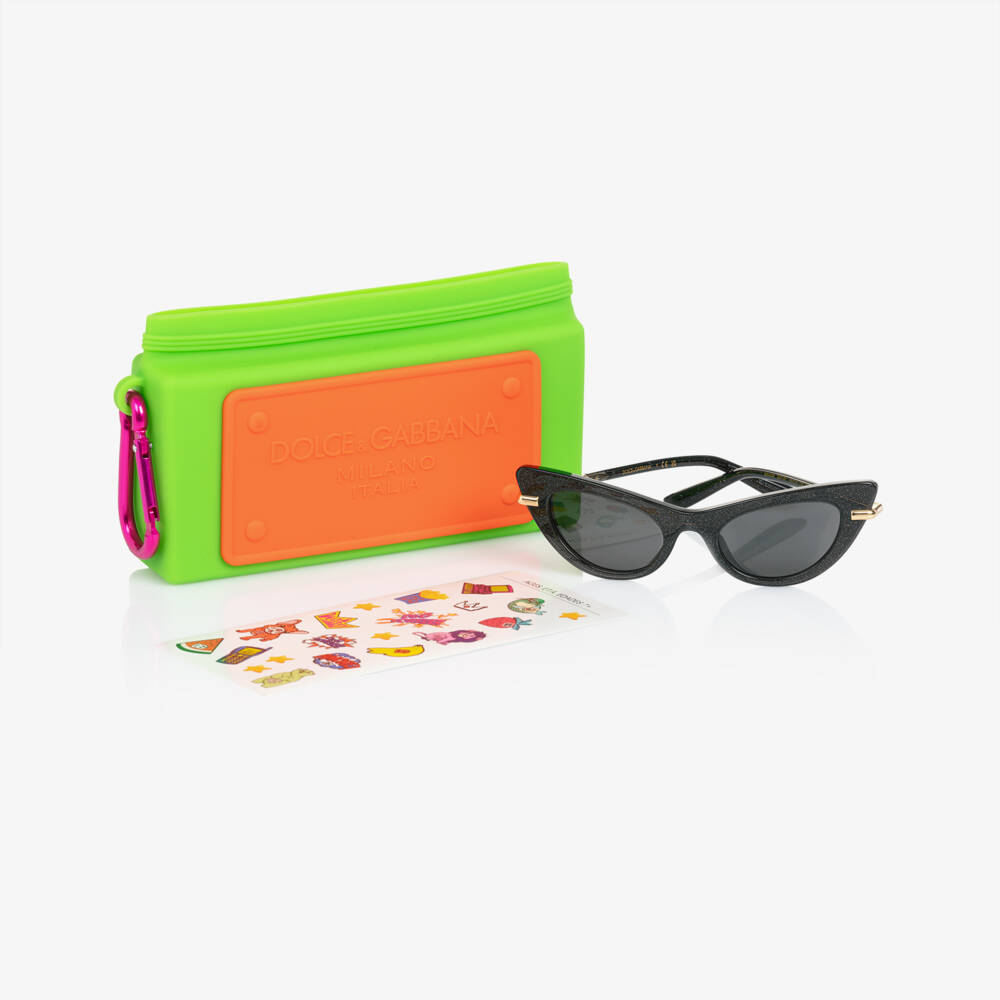 Dolce & Gabbana-Girls Chic Glitter Black Shades | Childrensalon Outlet