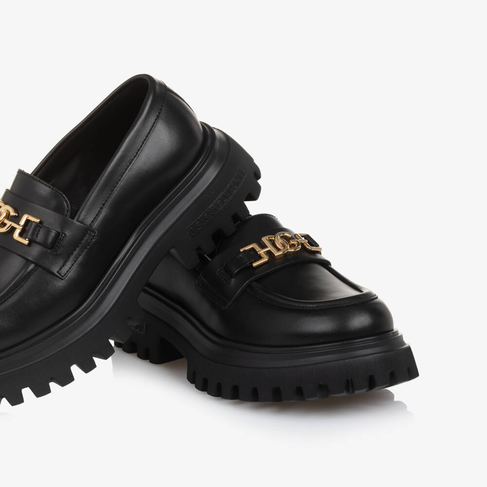 Dolce & Gabbana-Girls Classic Black Loafers | Childrensalon Outlet