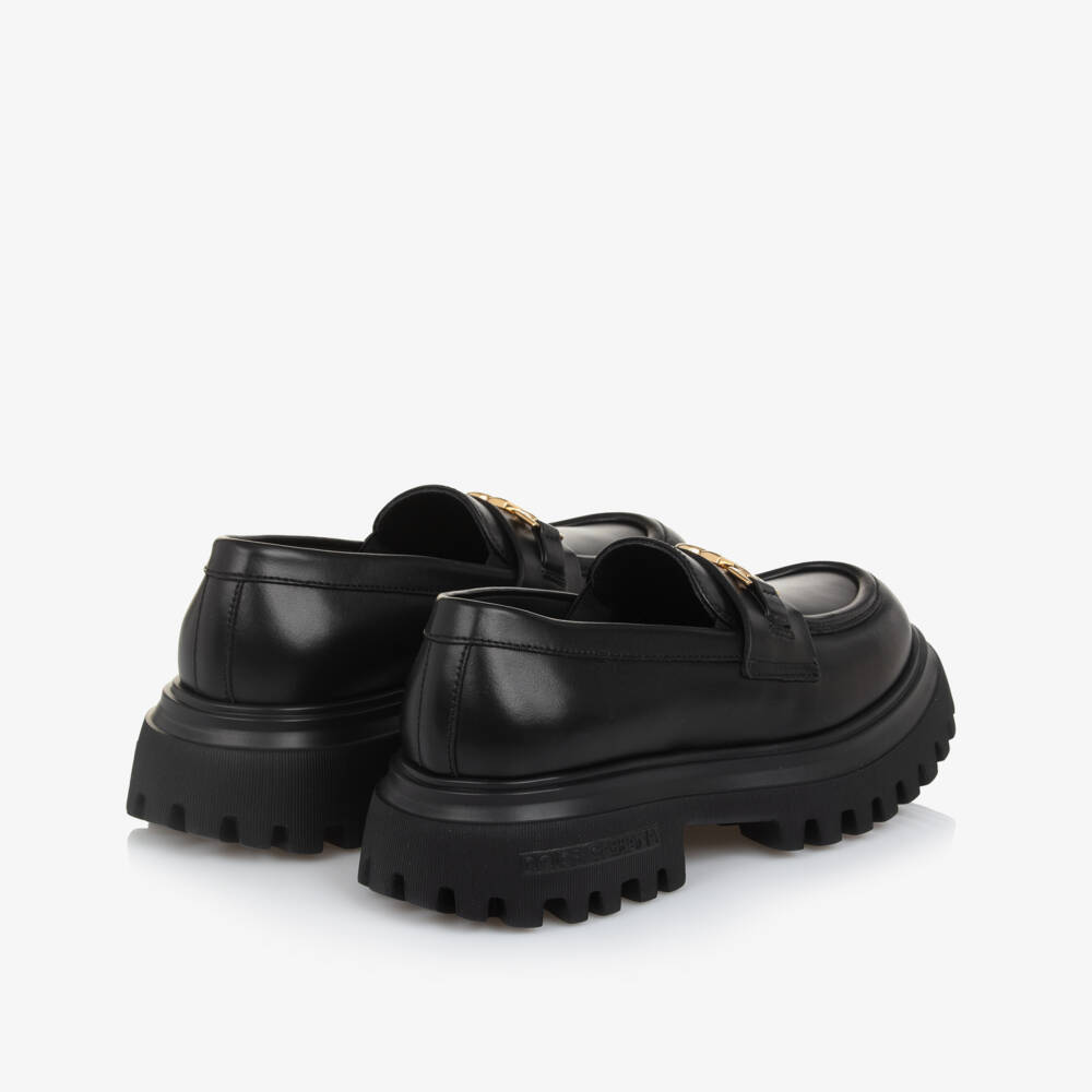 Dolce & Gabbana-Girls Classic Black Loafers | Childrensalon Outlet