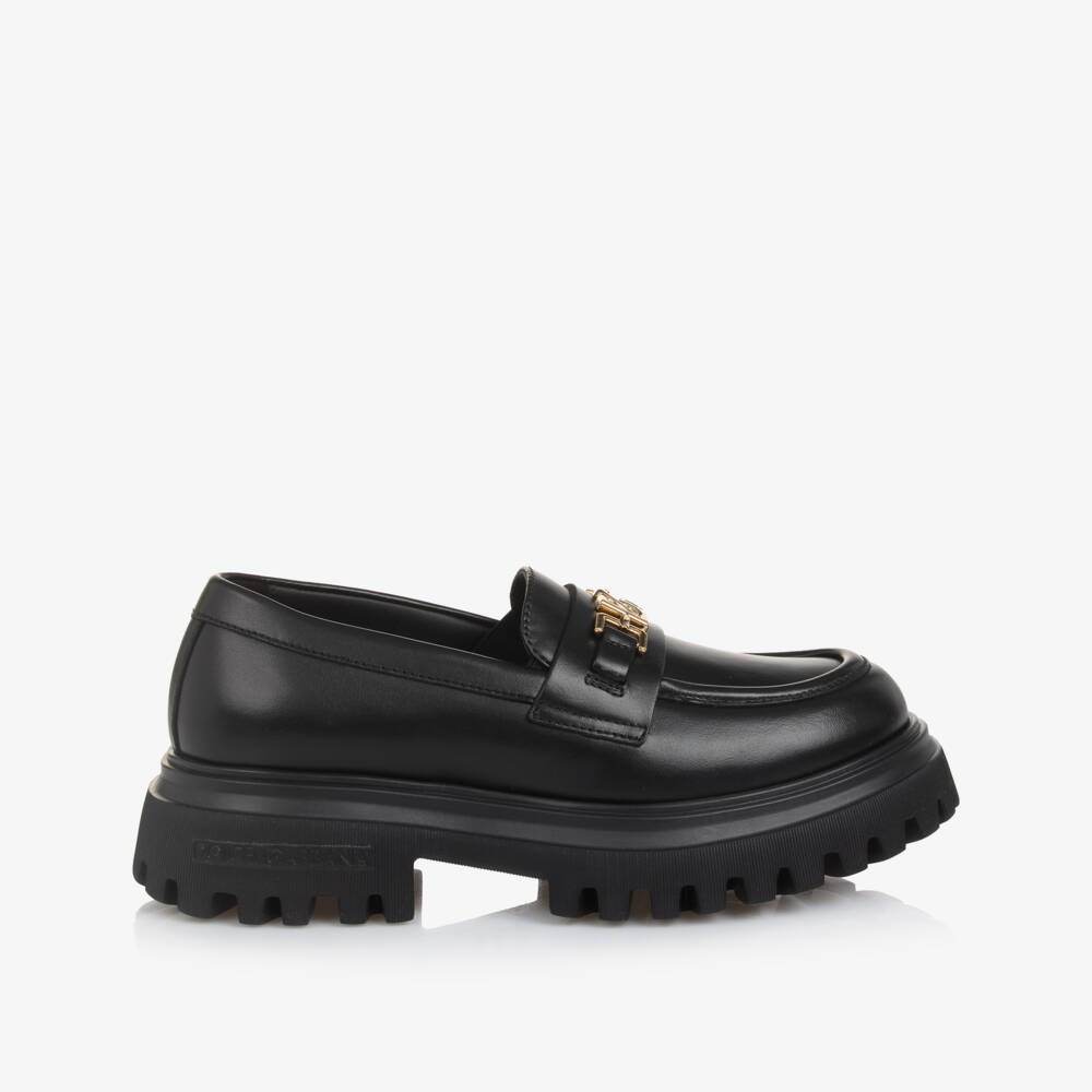 Dolce & Gabbana-Girls Classic Black Loafers | Childrensalon Outlet