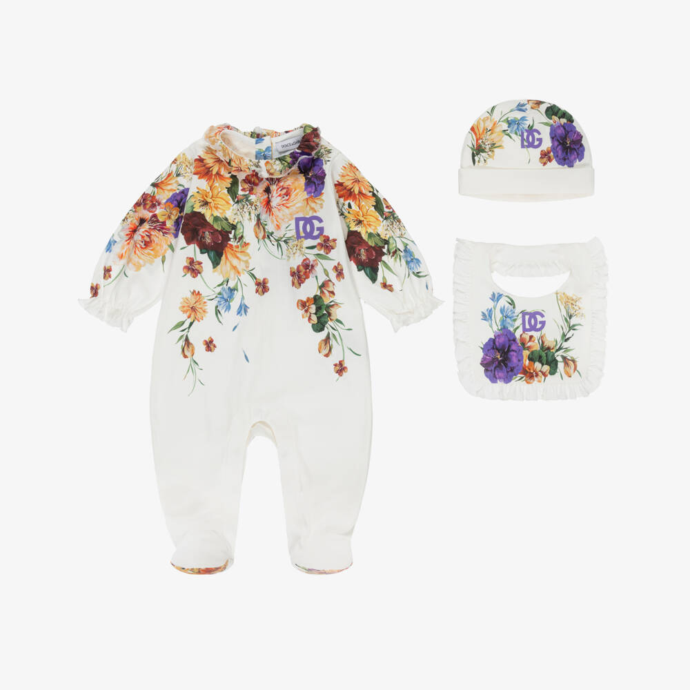 Dolce & Gabbana-Girls Colourful Floral Babysuit Set | Childrensalon Outlet