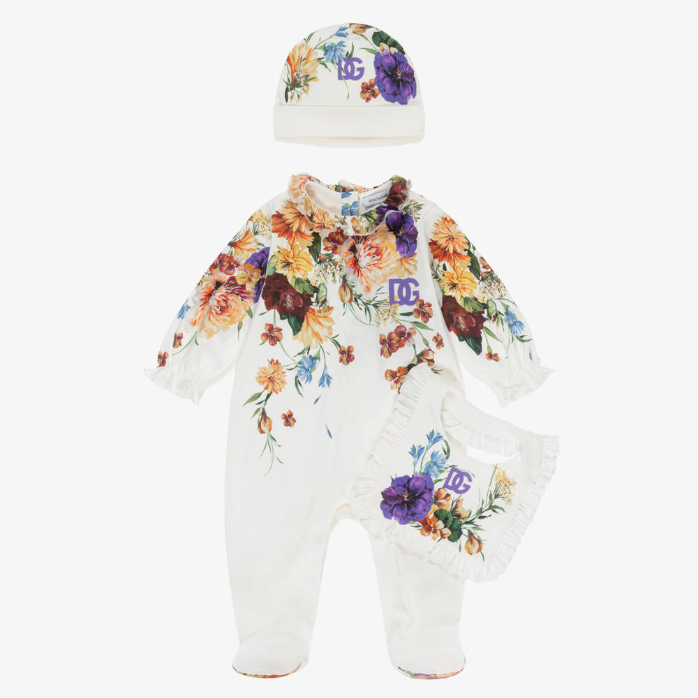 Dolce & Gabbana-Girls Colourful Floral Babysuit Set | Childrensalon Outlet