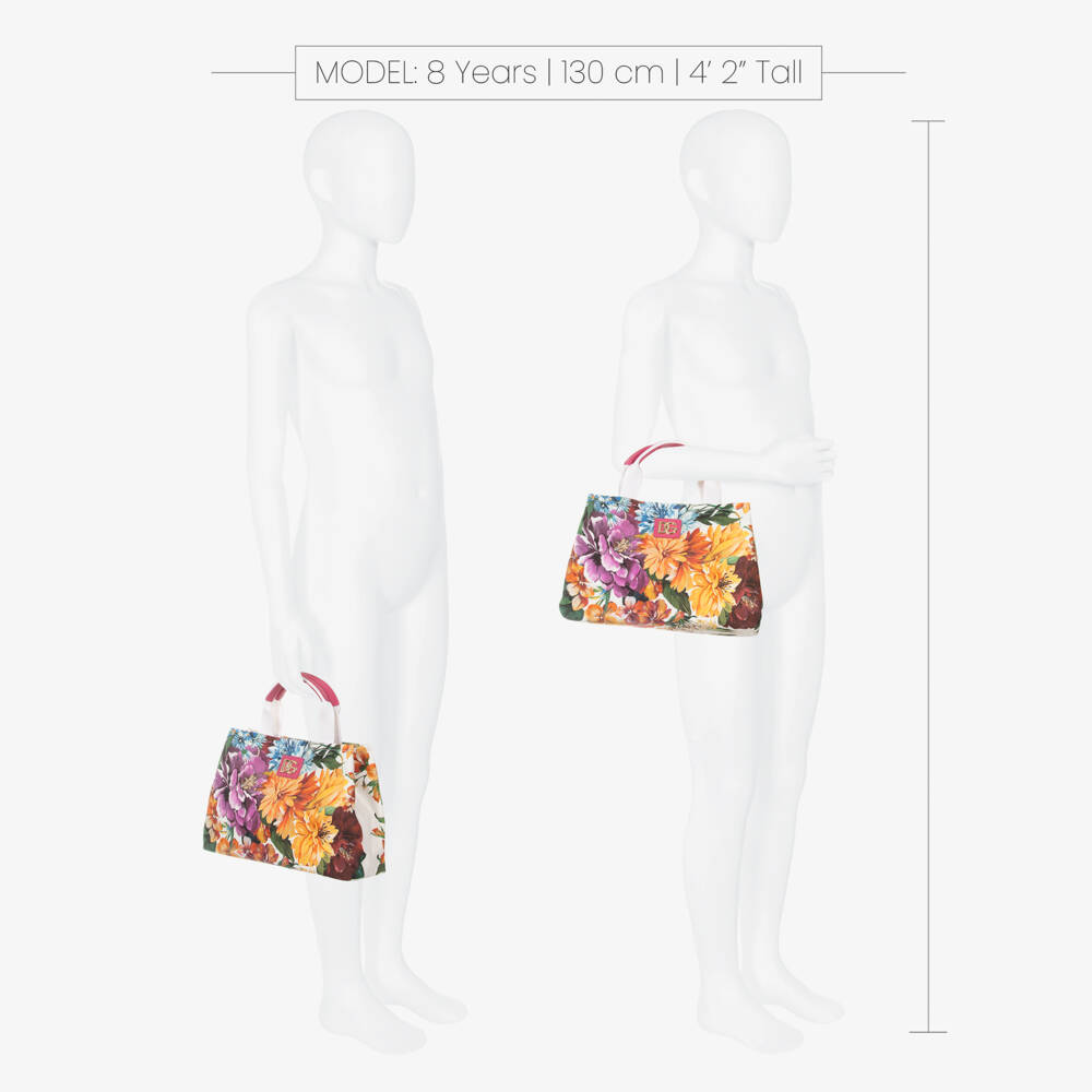 Dolce & Gabbana-Girls Colourful Floral Print Canvas Handbag (26cm) | Childrensalon Outlet