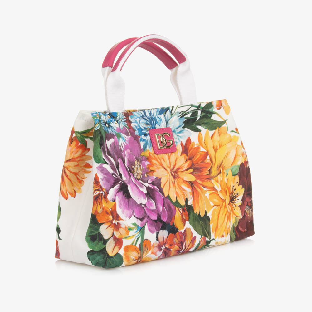 Dolce & Gabbana-Girls Colourful Floral Print Canvas Handbag (26cm) | Childrensalon Outlet