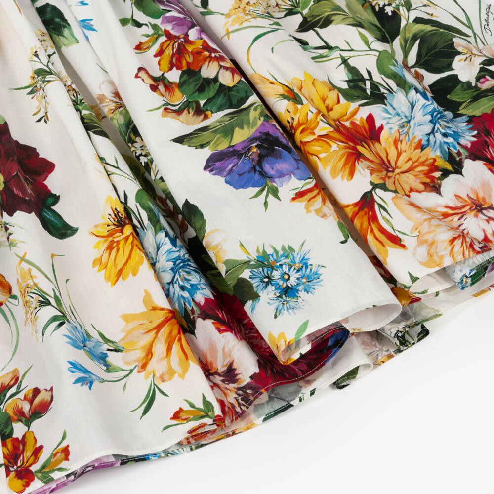 Dolce & Gabbana-Girls Colourful Floral Print Cotton Maxi Dress | Childrensalon Outlet