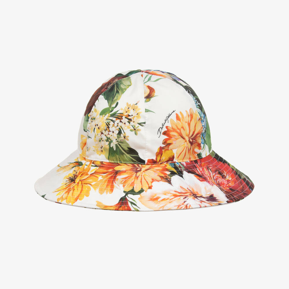 Dolce & Gabbana-Яркая хлопковая панама с цветочным узором для девочек | Childrensalon Outlet