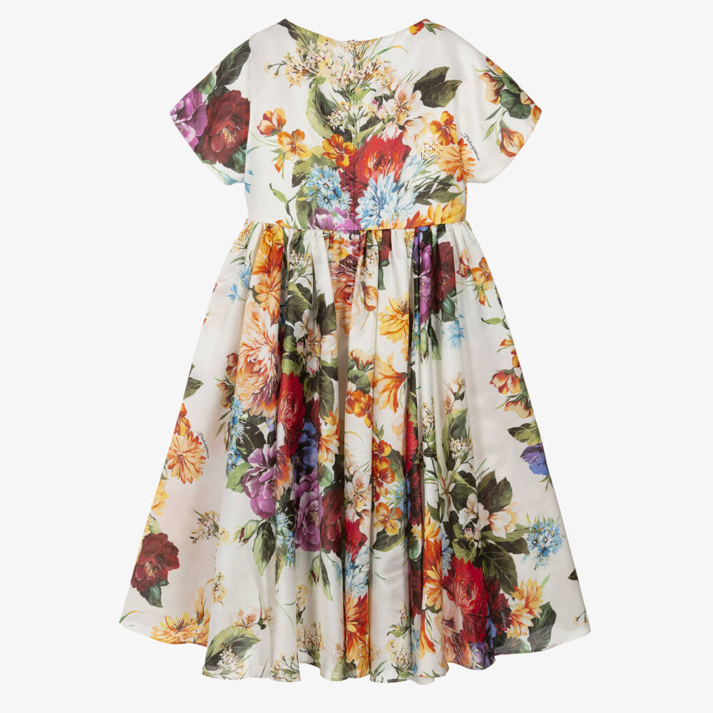 Dolce & Gabbana-Girls Colourful Floral Print Organza Dress | Childrensalon Outlet