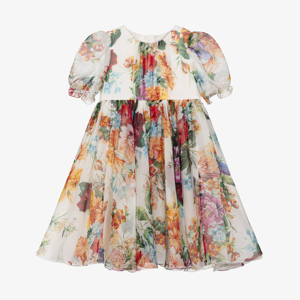 Dolce & Gabbana-فستان شيفون حرير زاهي للبنات | Childrensalon Outlet