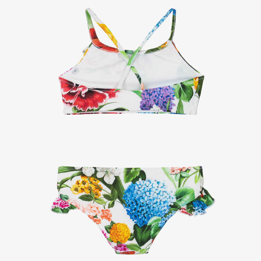 Dolce & Gabbana-Girls Colourful Floral Ruffle Bikini | Childrensalon Outlet