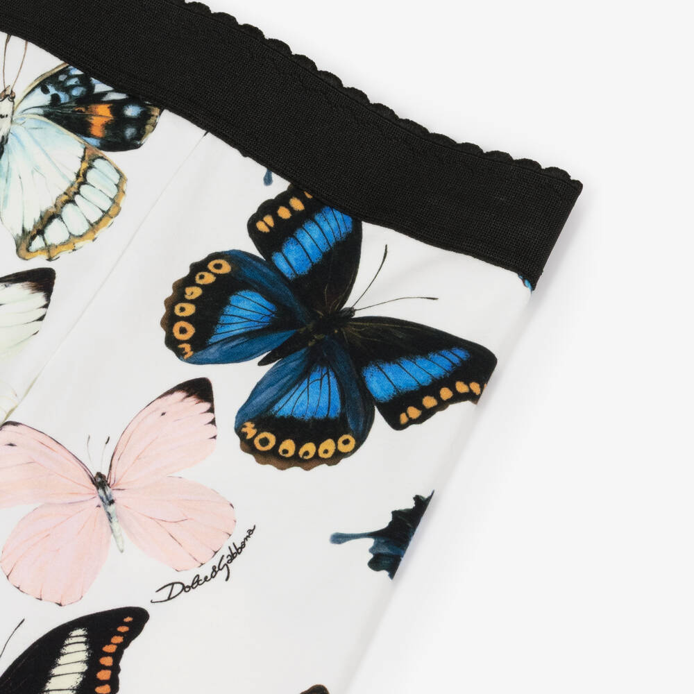 Dolce & Gabbana-Girls Cotton Leggings with Butterfly Print | Childrensalon Outlet