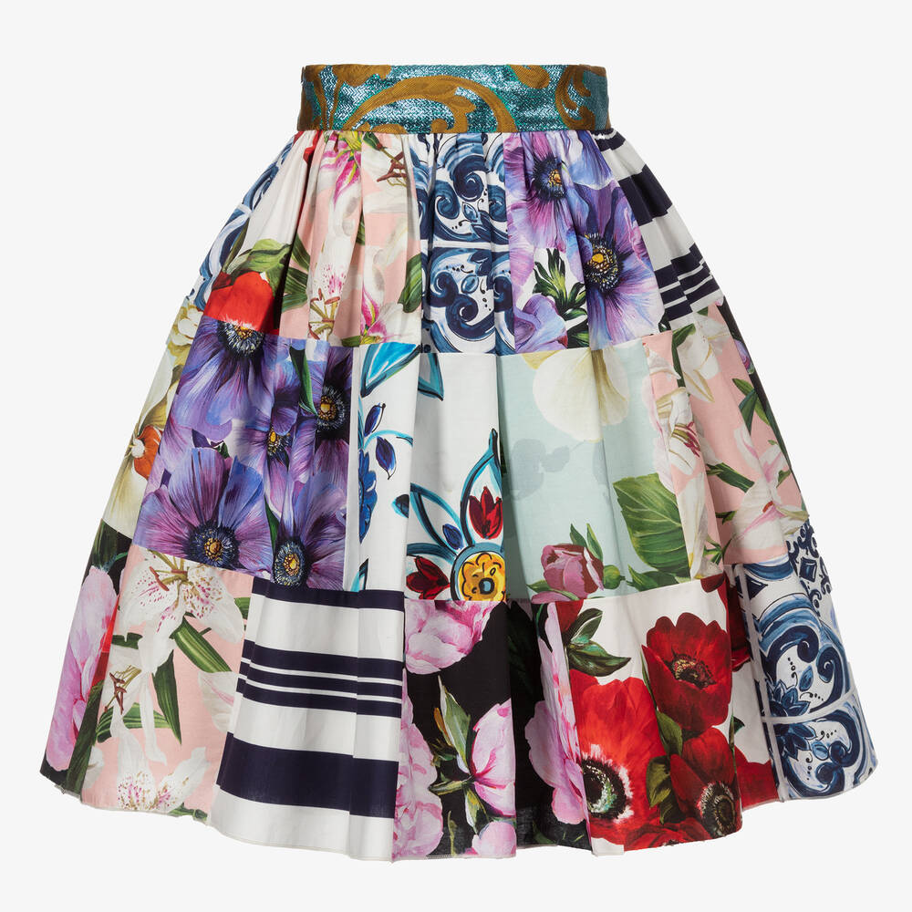 【関税＆送料込み】Dolce & Gabbana Multicolor Cotton Skirt Pleated printed cotton midi skirt in multicoloured - Dolce