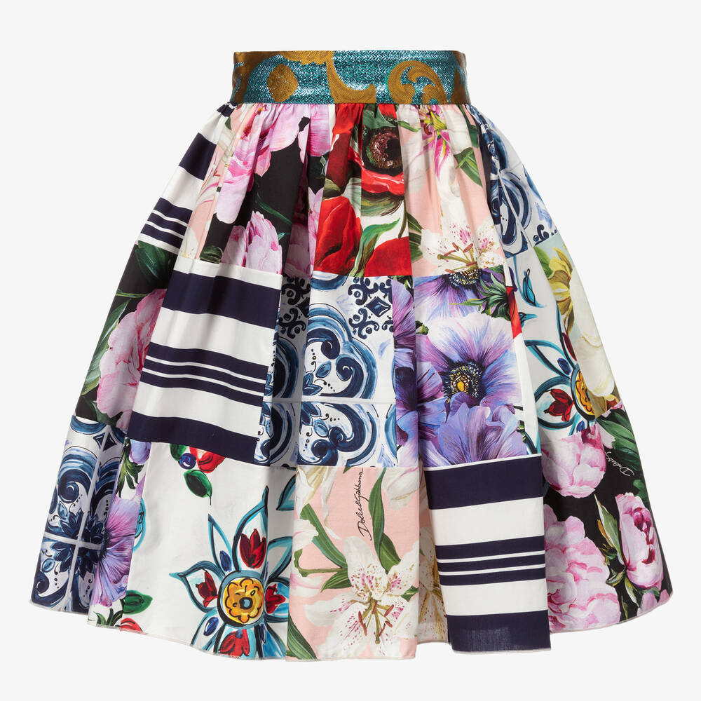 Dolce & Gabbana - Хлопковая юбка в стиле «пэчворк» для девочек | Childrensalon