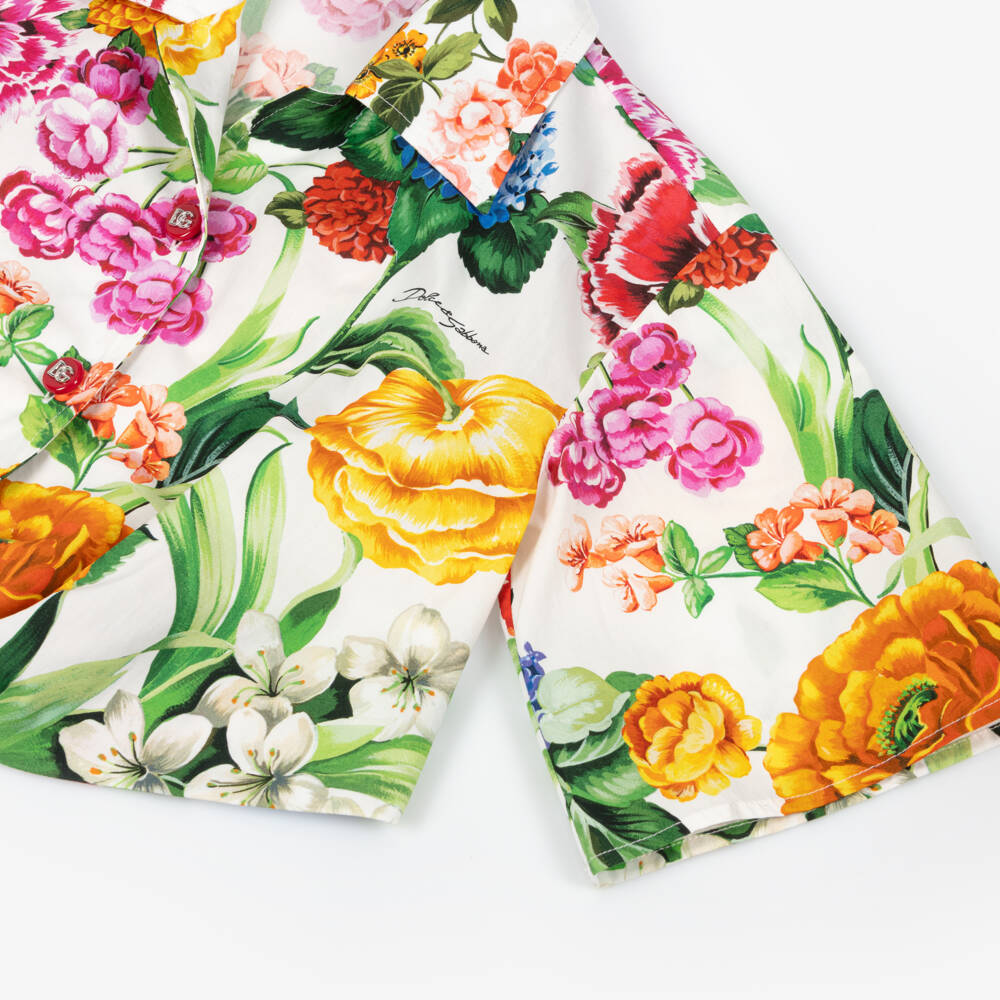 Dolce & Gabbana-Girls Cream & Floral Tie Blouse | Childrensalon Outlet