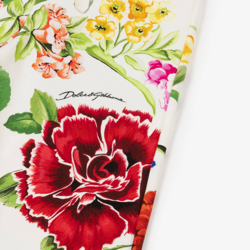 Dolce & Gabbana-Кремовые брюки-клёш с цветочным узором для девочек | Childrensalon Outlet