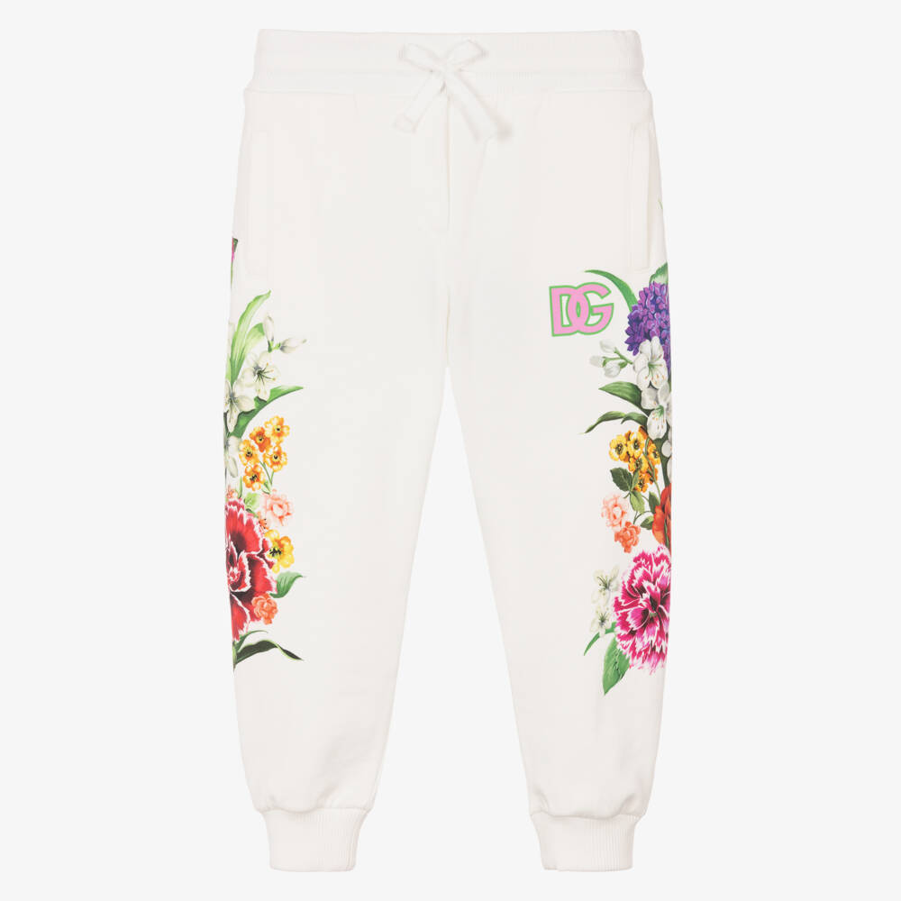 Dolce & Gabbana-بنطلون استرخاء زهري للبنات بلون كريمي | Childrensalon Outlet