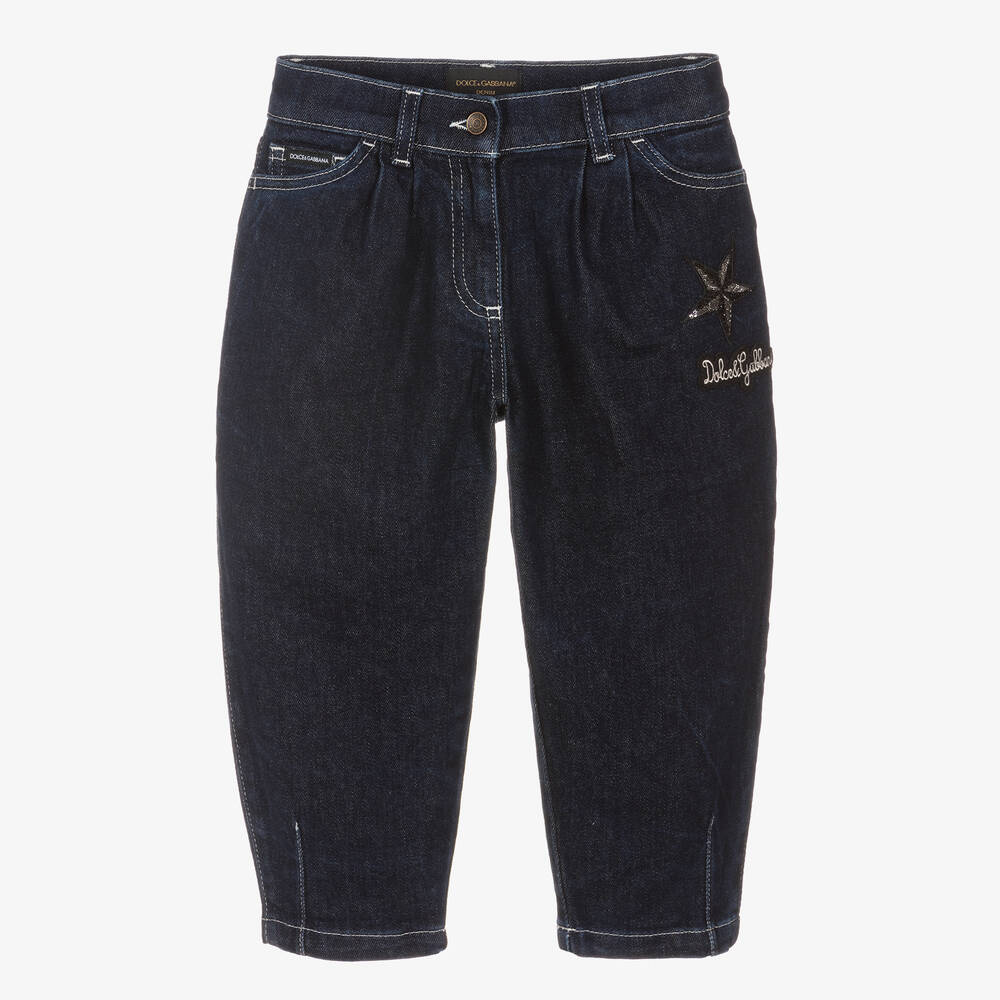 Dolce & Gabbana-Girls Dark Blue Mom Jeans  | Childrensalon Outlet