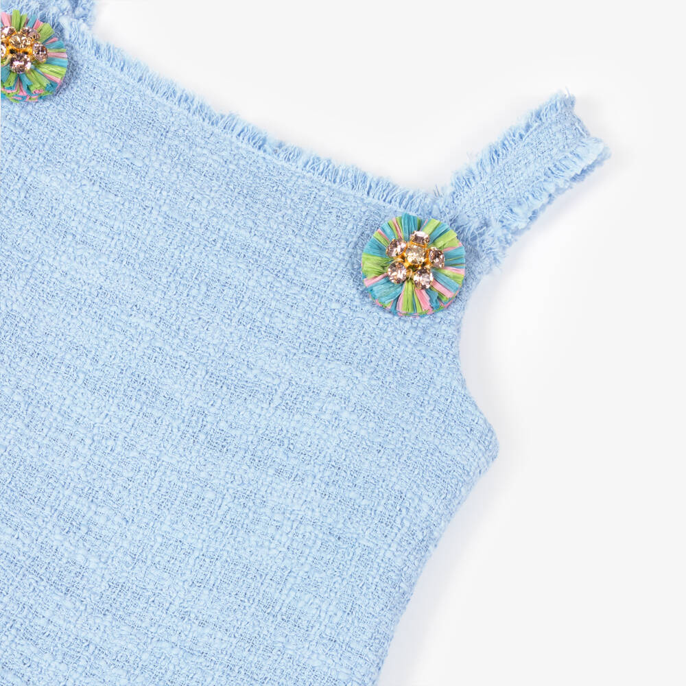 Dolce & Gabbana-Girls Delicate Blue Tweed Dress | Childrensalon Outlet