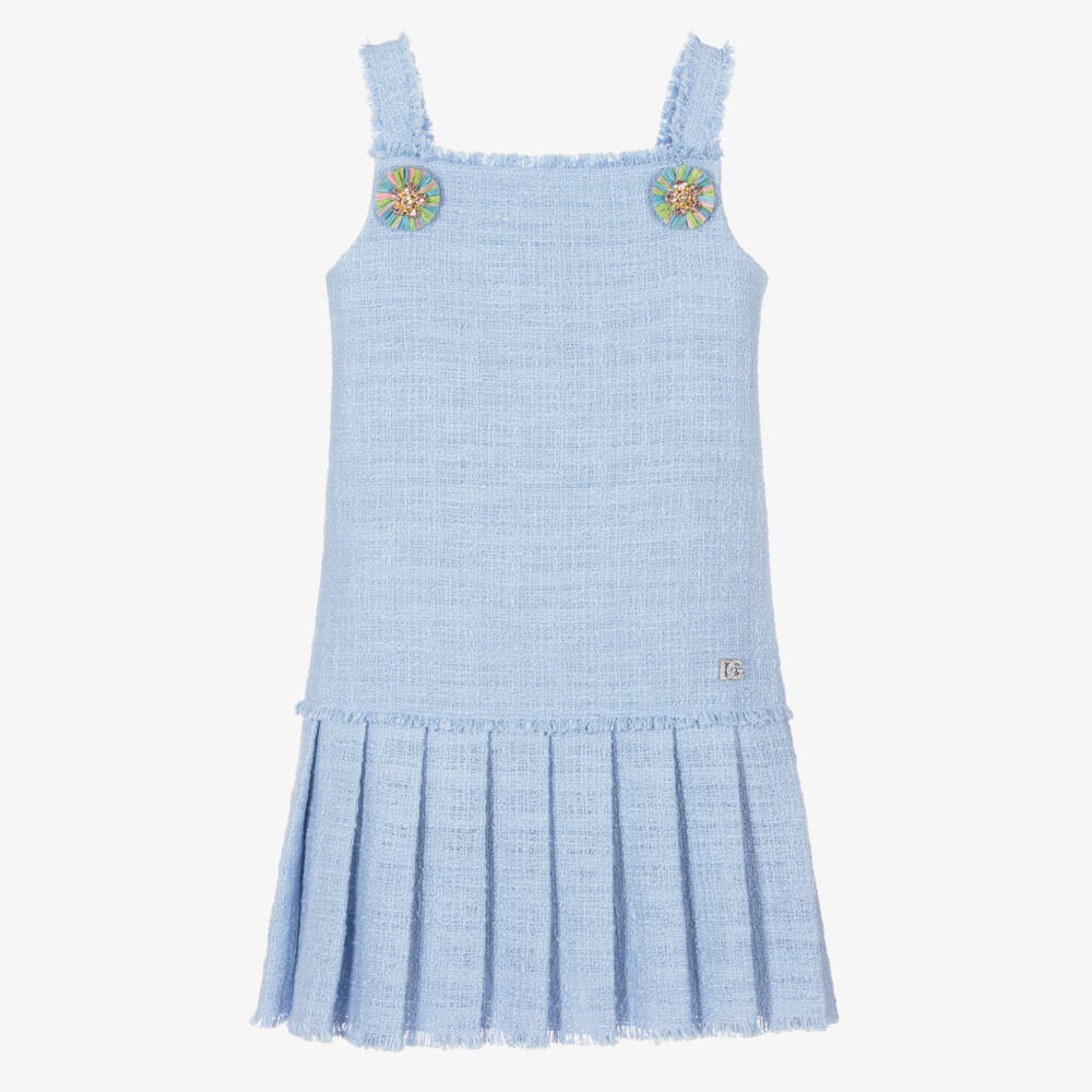 Dolce & Gabbana-Girls Delicate Blue Tweed Dress | Childrensalon Outlet