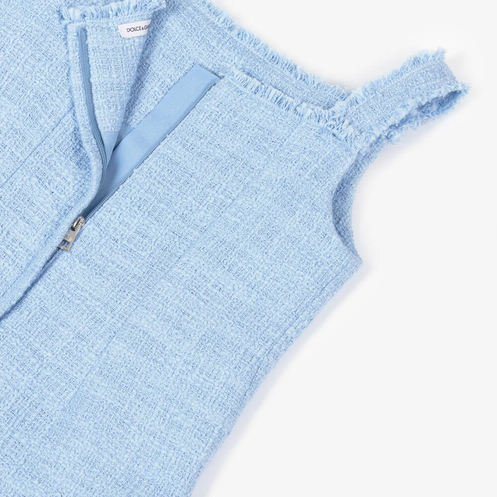 Dolce & Gabbana-Girls Delicate Blue Tweed Dress | Childrensalon Outlet