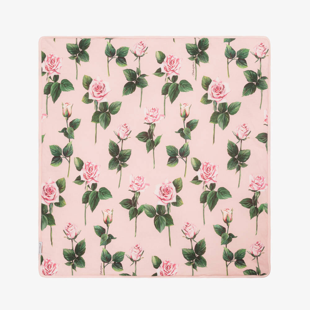 Dolce & Gabbana-Girls Delicate Pink Floral Blanket | Childrensalon Outlet
