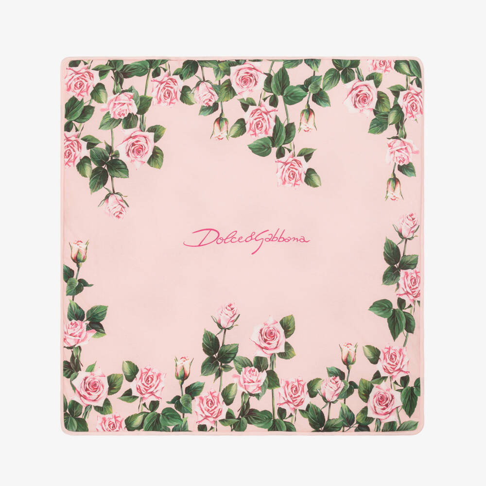Dolce & Gabbana-Girls Delicate Pink Floral Blanket | Childrensalon Outlet