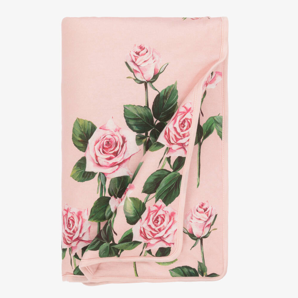 Dolce & Gabbana-Girls Delicate Pink Floral Blanket | Childrensalon Outlet