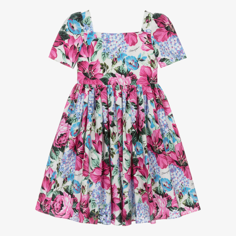 Dolce & Gabbana-Girls Delicate Pink Flower Dress | Childrensalon Outlet