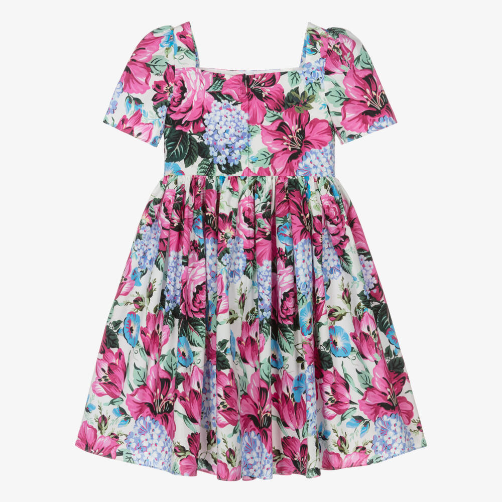 Dolce & Gabbana-Girls Delicate Pink Flower Dress | Childrensalon Outlet