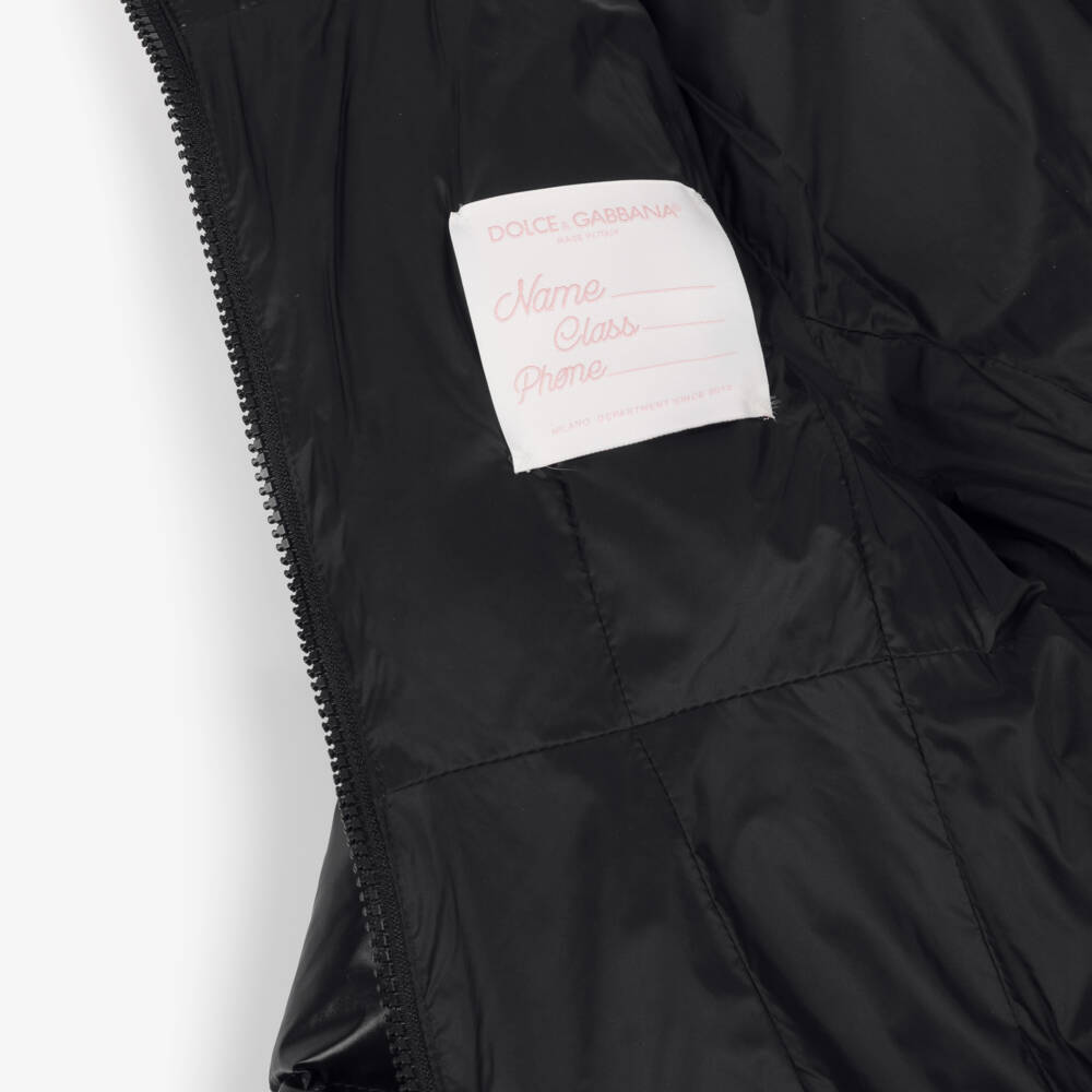 Dolce & Gabbana-Girls Down Filled Black Puffer Coat | Childrensalon Outlet