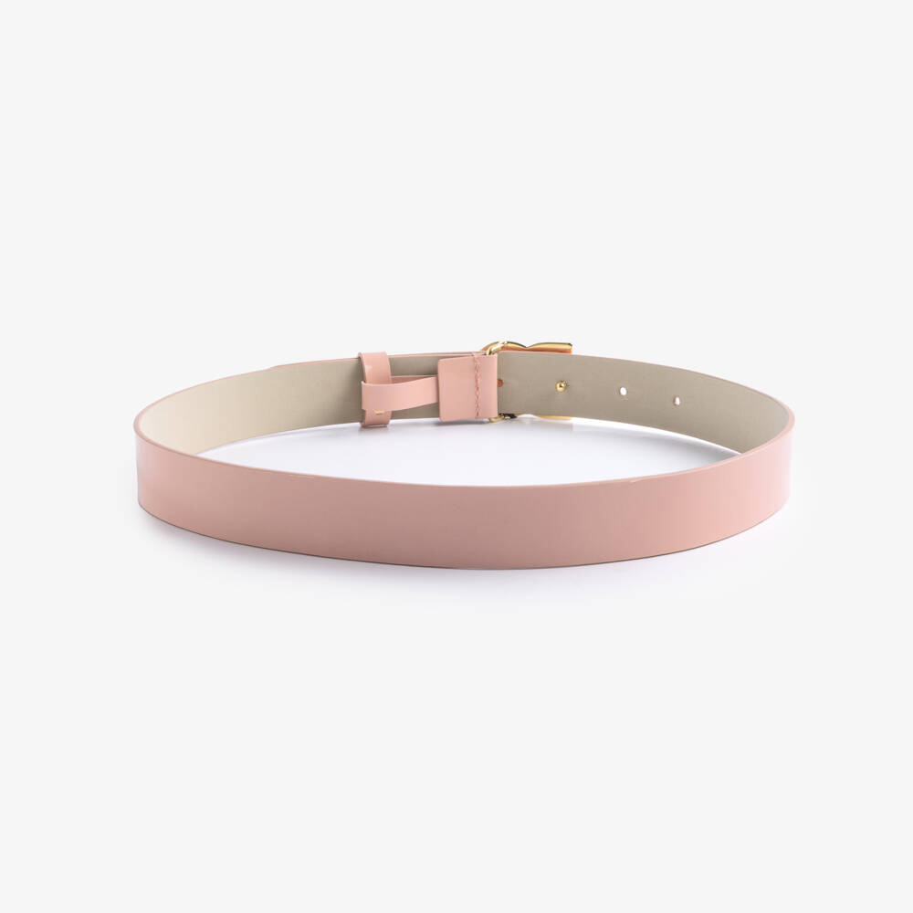 Dolce & Gabbana-Girls Dusky Pink Patent Leather & Gold DG Buckle Belt | Childrensalon Outlet