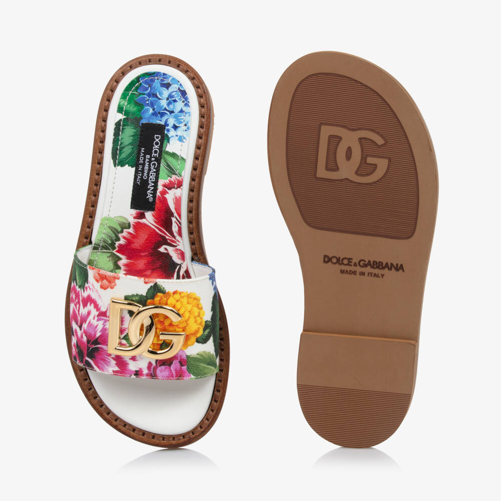 Dolce & Gabbana-Элегантные кремовые сандалии с цветочным узором для девочек | Childrensalon Outlet