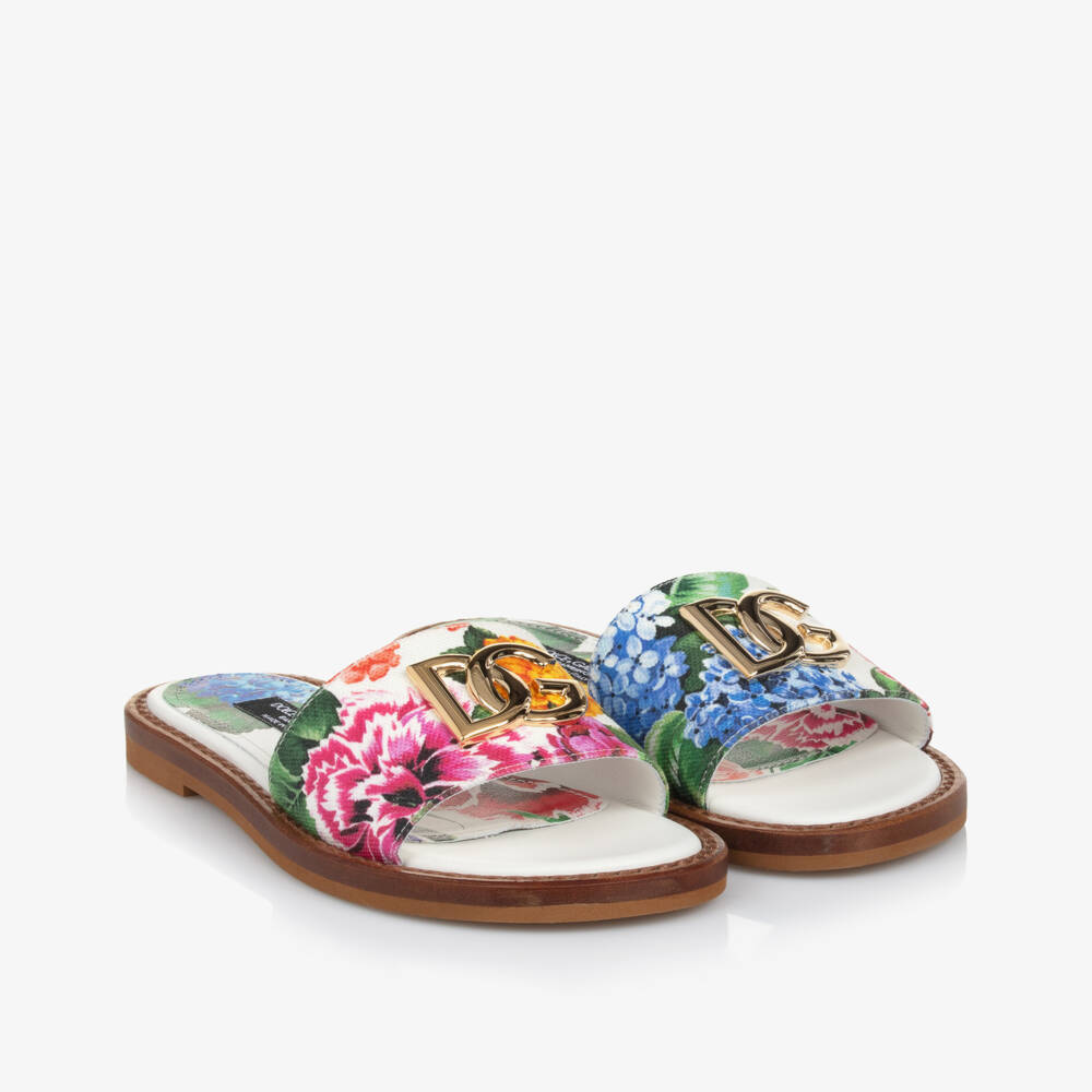 Dolce & Gabbana-Girls Elegant Ivory Blossom Sliders | Childrensalon Outlet