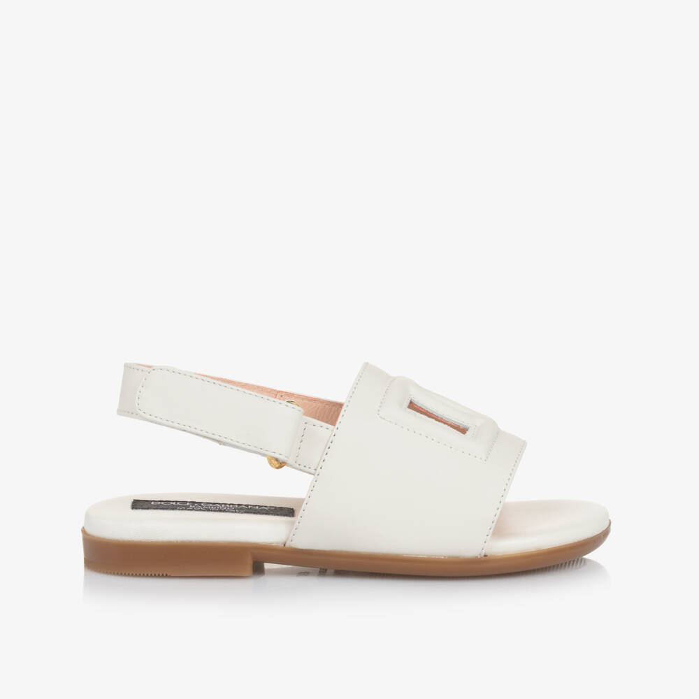 Dolce & Gabbana-Girls Elegant Ivory Leather Footwear | Childrensalon Outlet