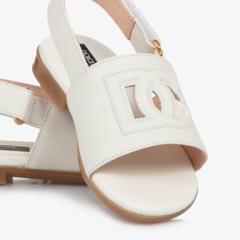 Dolce & Gabbana-Girls Elegant Ivory Leather Footwear | Childrensalon Outlet