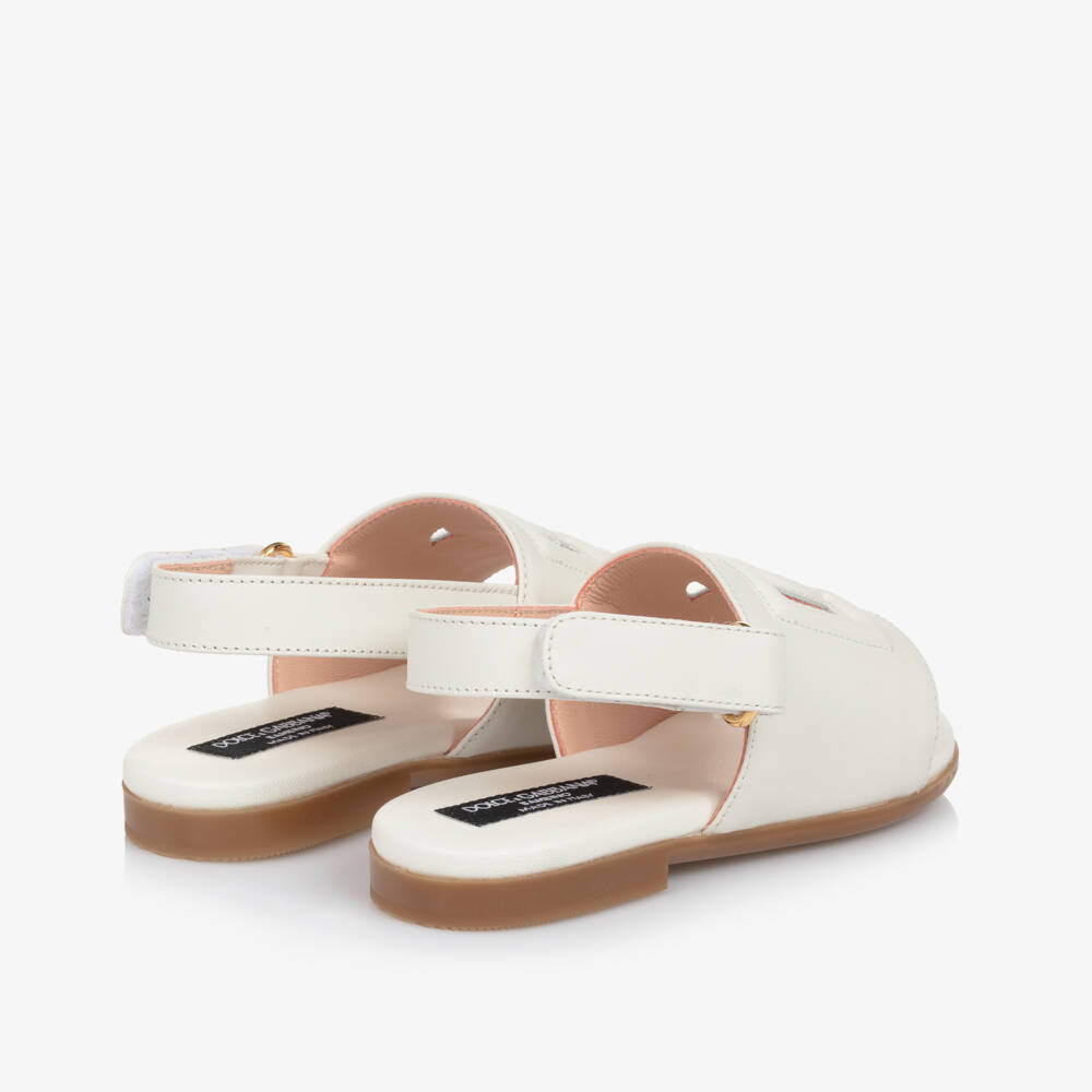 Dolce & Gabbana-Girls Elegant Ivory Leather Footwear | Childrensalon Outlet