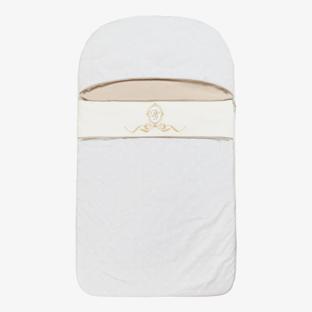 Dolce & Gabbana-Girls' Elegant Ivory Logo Cocoon | Childrensalon Outlet