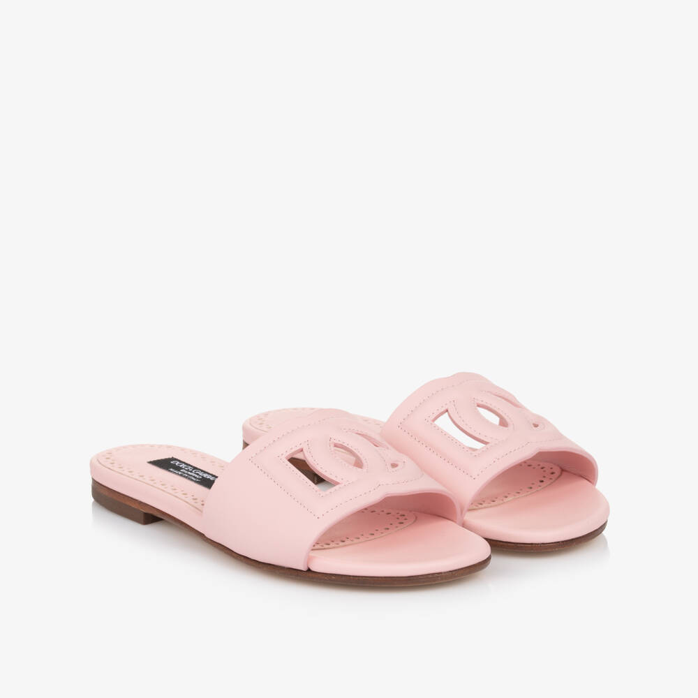 Dolce & Gabbana-صنادل جلدية وردية أنيقة للبنات | Childrensalon Outlet
