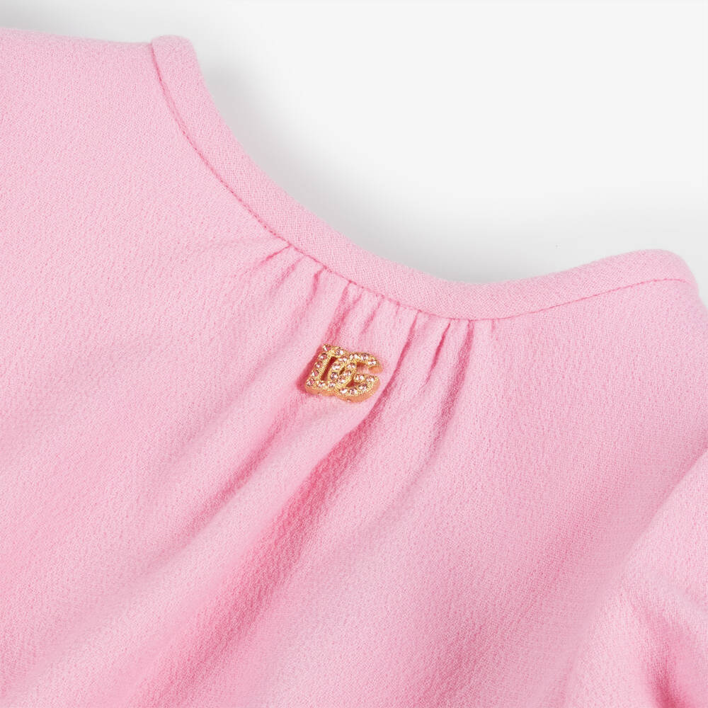 Dolce & Gabbana-Girls Elegant Pink Wool Frock | Childrensalon Outlet