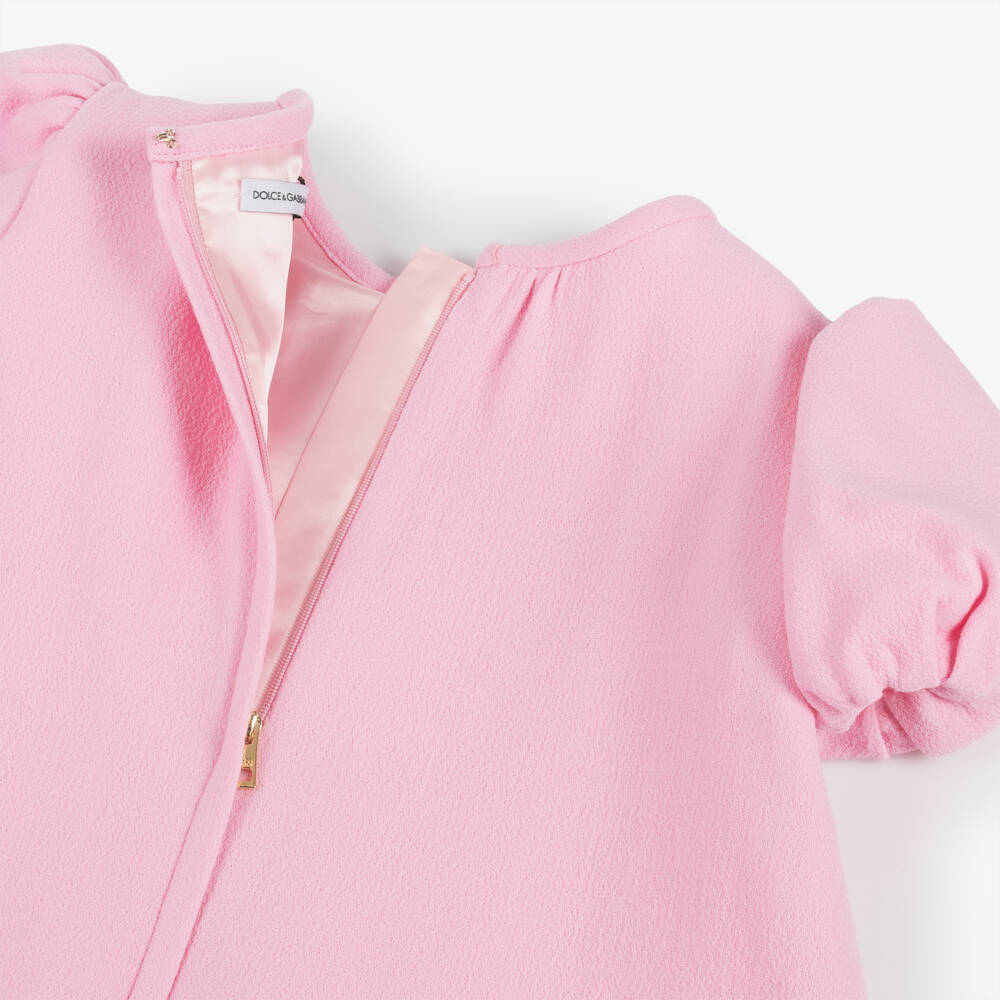 Dolce & Gabbana-Girls Elegant Pink Wool Frock | Childrensalon Outlet