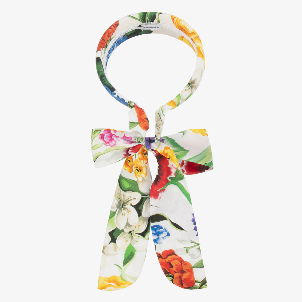 Dolce & Gabbana-Girls Elegant White Floral Headband | Childrensalon Outlet