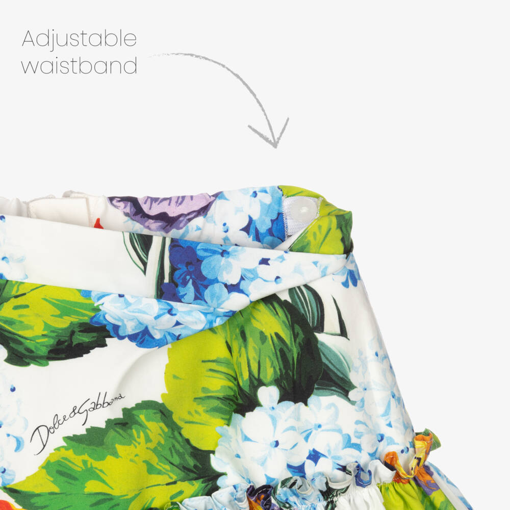 Dolce & Gabbana-Girls Elegant White Floral Skirt | Childrensalon Outlet