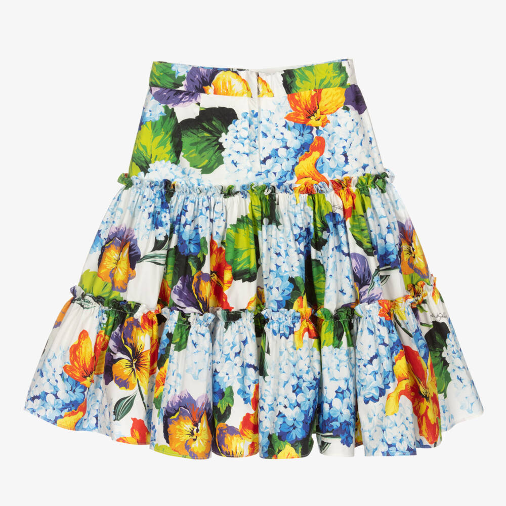 Dolce & Gabbana-Girls Elegant White Floral Skirt | Childrensalon Outlet
