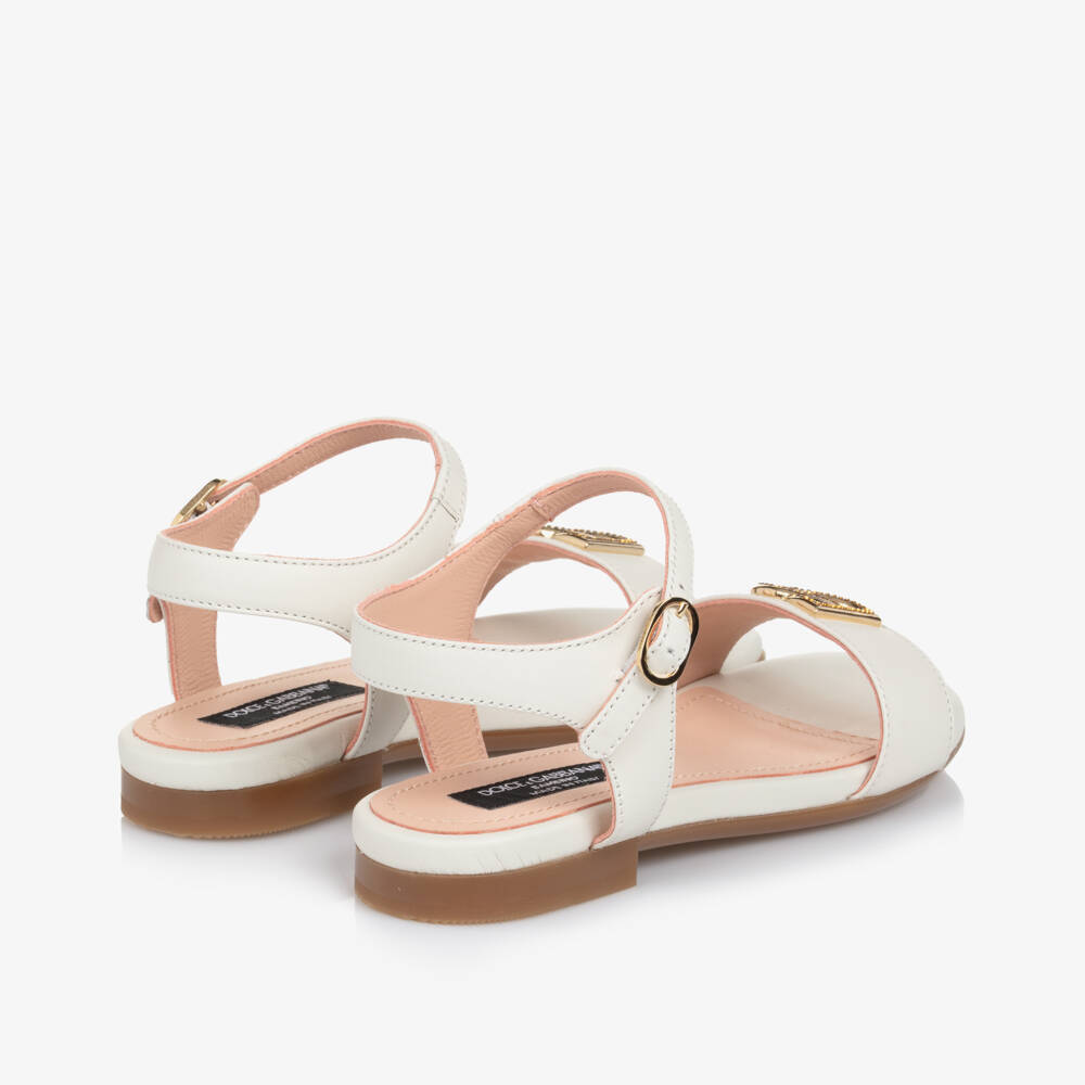 Dolce & Gabbana-Girls Elegant White Leather Sandals | Childrensalon Outlet