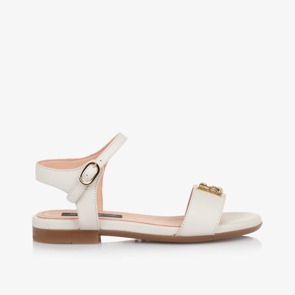 Dolce & Gabbana-Girls Elegant White Leather Sandals | Childrensalon Outlet
